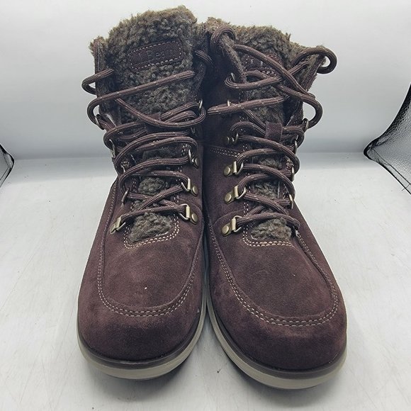 LL Bean Mountain Lodge Womens 8.5 Brown Fleece Collar Insulated Boots Primaloft - Picture 2 of 13